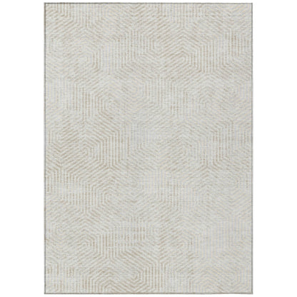 Tabselect Home Line 5' X 8' Ivory And Gray Geometric Washable Indoor Outdoor Area Rug