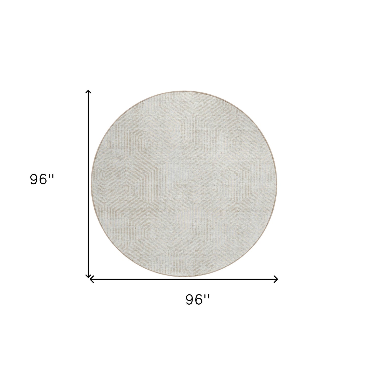 Tabselect Home Line 8' Ivory And Gray Round Geometric Washable Indoor Outdoor Area Rug
