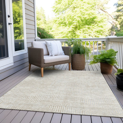 Tabselect Home Line 8' X 10' Ivory And Gray Geometric Washable Indoor Outdoor Area Rug