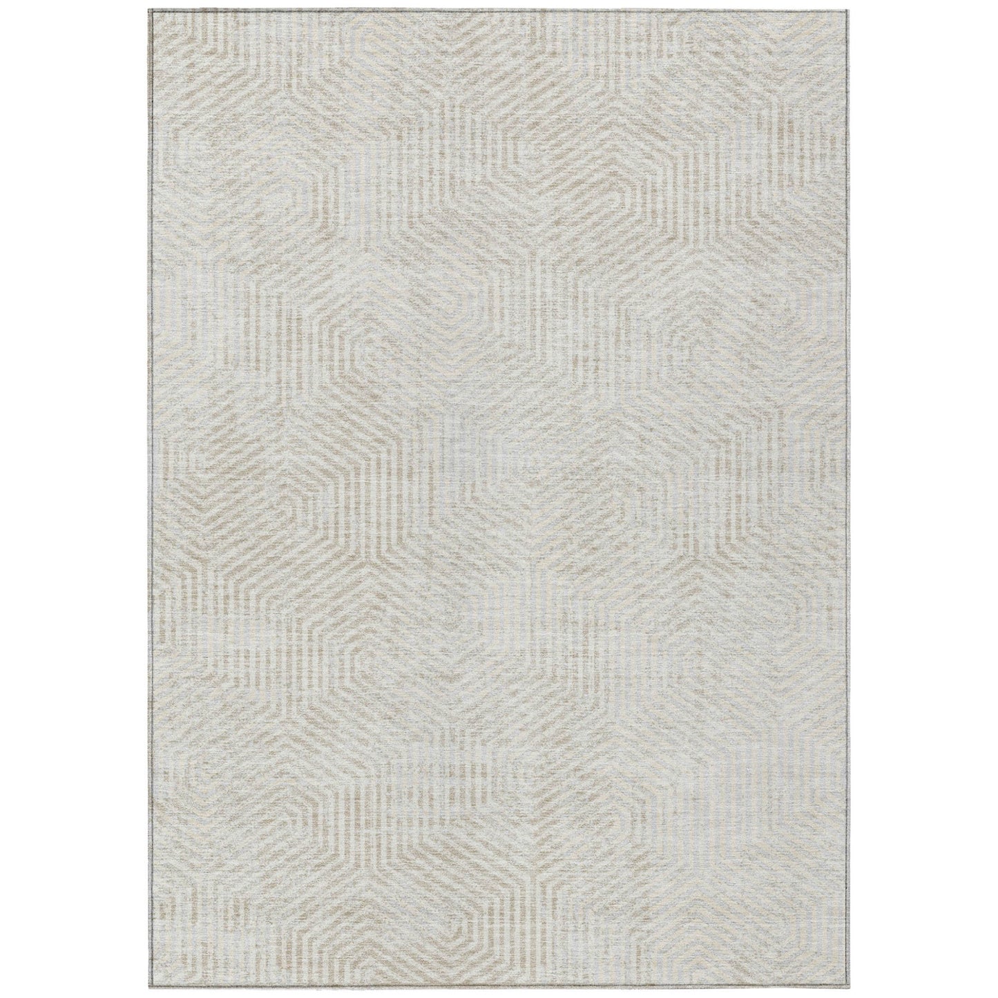 Tabselect Home Line 8' X 10' Ivory And Gray Geometric Washable Indoor Outdoor Area Rug