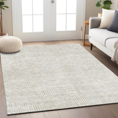 Tabselect Home Line 8' X 10' Ivory And Gray Geometric Washable Indoor Outdoor Area Rug