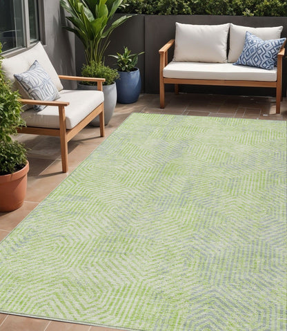 Tabselect Home Line 5' X 8' Lime Green Gray And Ivory Geometric Washable Indoor Outdoor Area Rug