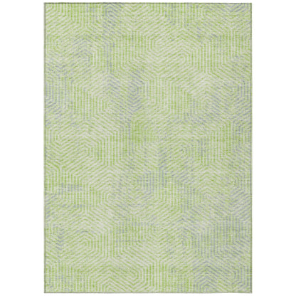 Tabselect Home Line 5' X 8' Lime Green Gray And Ivory Geometric Washable Indoor Outdoor Area Rug