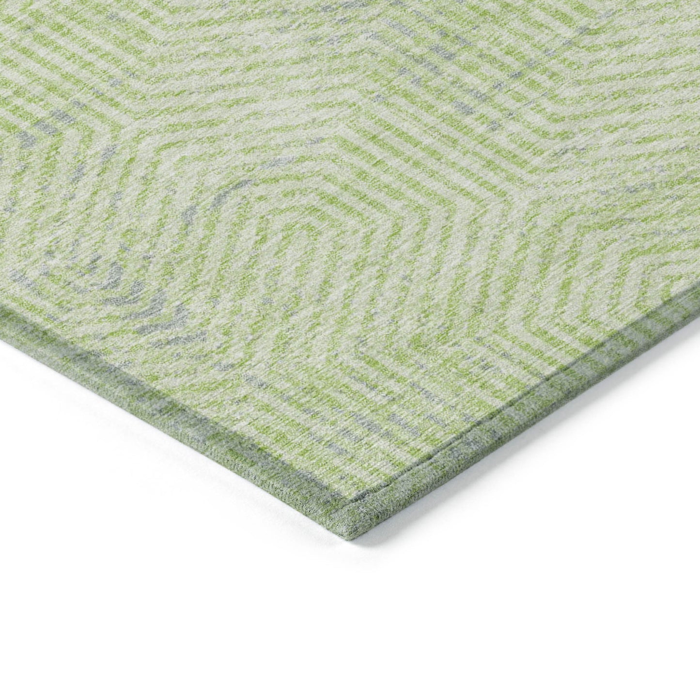 Tabselect Home Line 5' X 8' Lime Green Gray And Ivory Geometric Washable Indoor Outdoor Area Rug