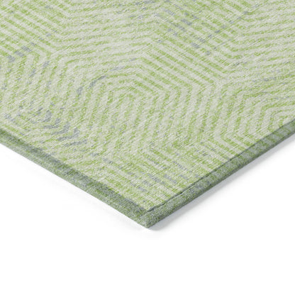 Tabselect Home Line 5' X 8' Lime Green Gray And Ivory Geometric Washable Indoor Outdoor Area Rug