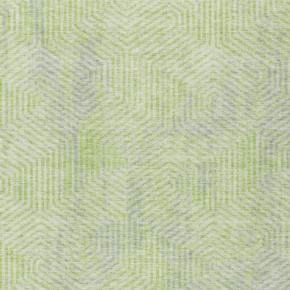 Tabselect Home Line 5' X 8' Lime Green Gray And Ivory Geometric Washable Indoor Outdoor Area Rug