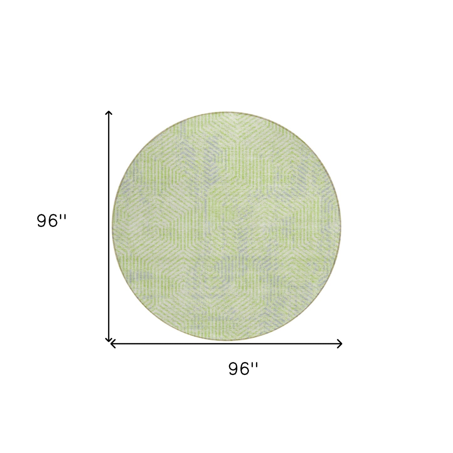 Tabselect Home Line 8' Lime Green Gray And Ivory Round Geometric Washable Indoor Outdoor Area Rug
