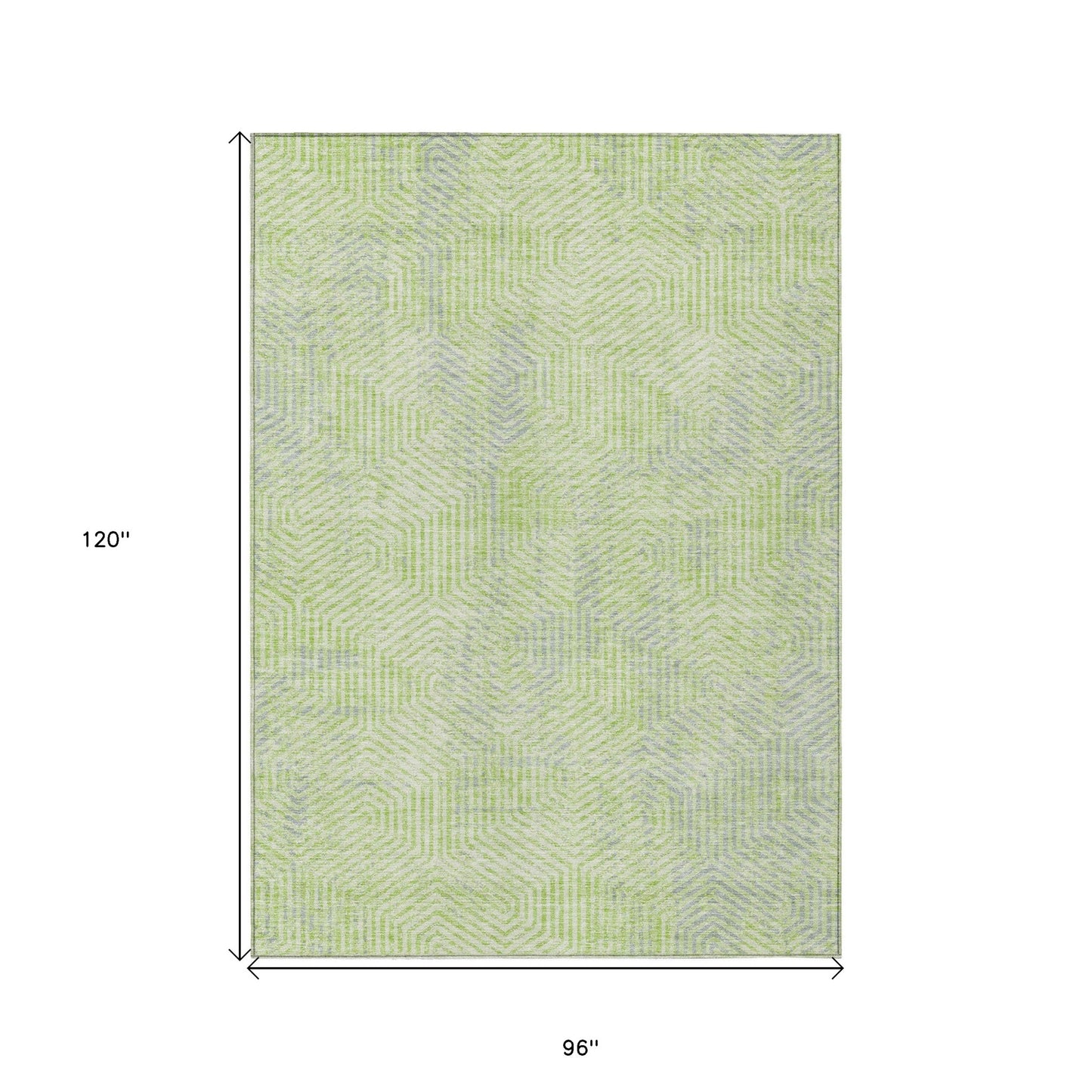 Tabselect Home Line 8' X 10' Lime Green Gray And Ivory Geometric Washable Indoor Outdoor Area Rug