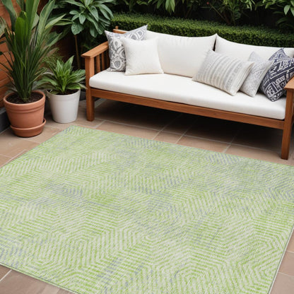 Tabselect Home Line 8' X 10' Lime Green Gray And Ivory Geometric Washable Indoor Outdoor Area Rug