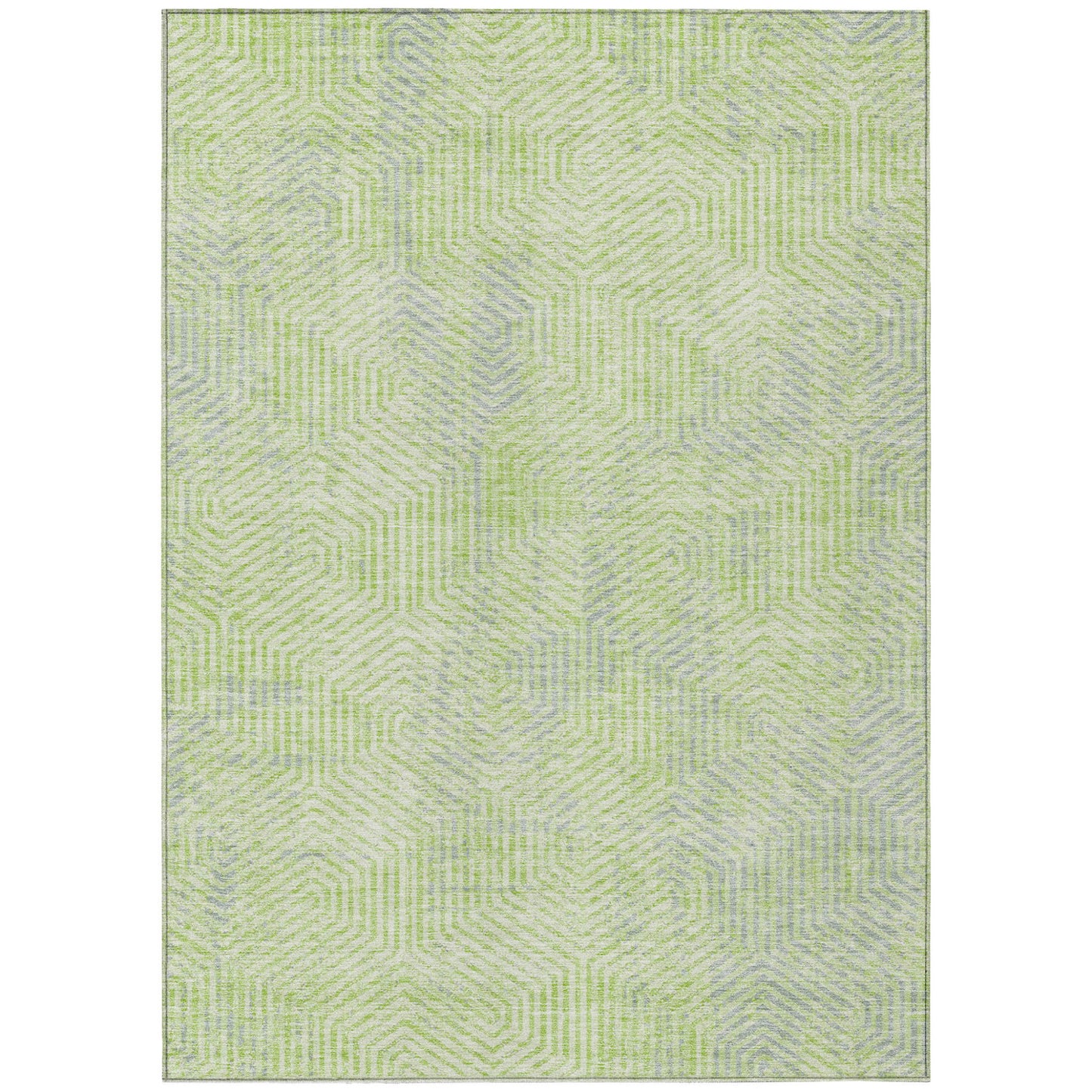 Tabselect Home Line 8' X 10' Lime Green Gray And Ivory Geometric Washable Indoor Outdoor Area Rug