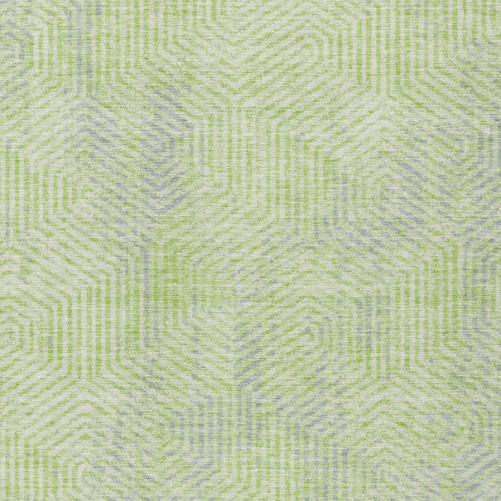 Tabselect Home Line 8' X 10' Lime Green Gray And Ivory Geometric Washable Indoor Outdoor Area Rug