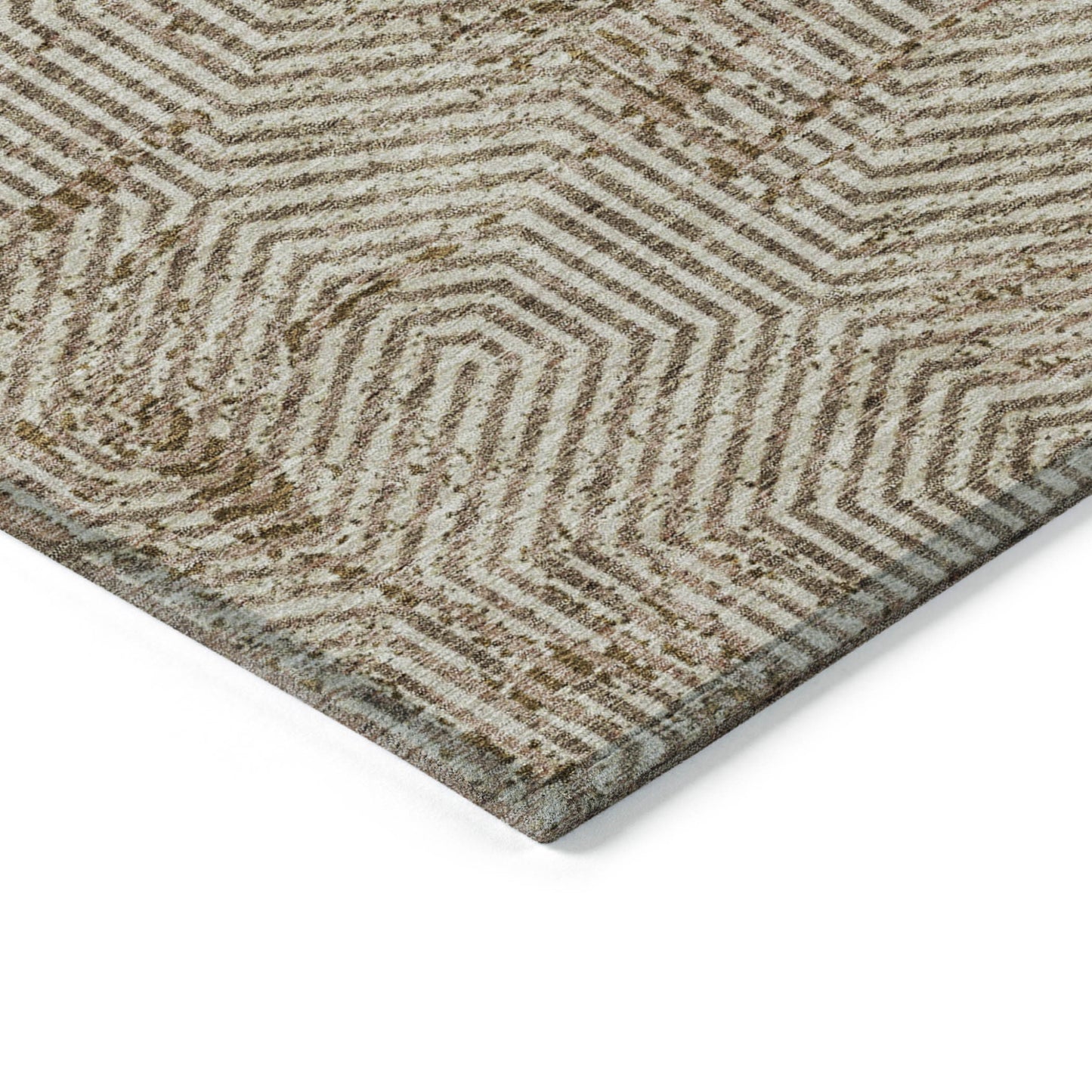 Tabselect Home Line 5' X 8' Brown And Beige Geometric Washable Indoor Outdoor Area Rug