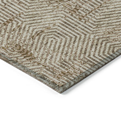 Tabselect Home Line 5' X 8' Brown And Beige Geometric Washable Indoor Outdoor Area Rug