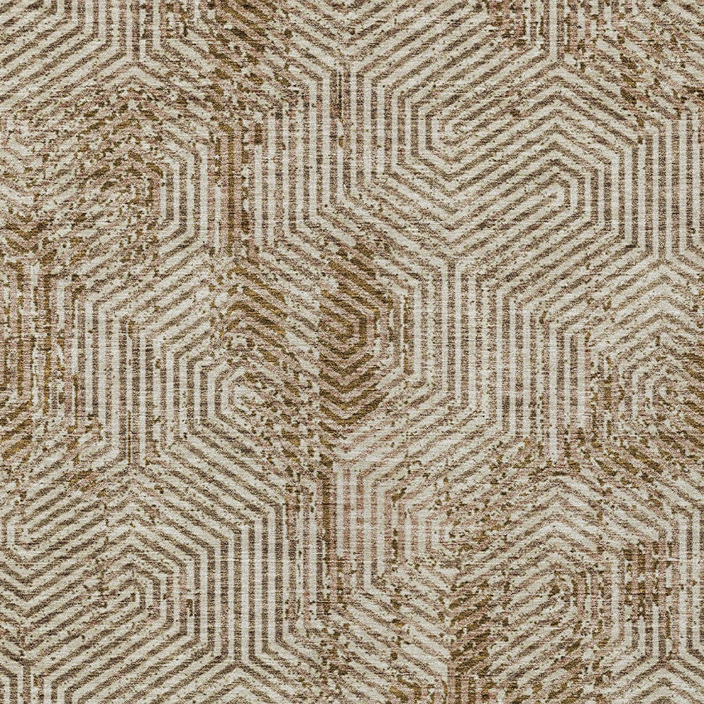 Tabselect Home Line 5' X 8' Brown And Beige Geometric Washable Indoor Outdoor Area Rug