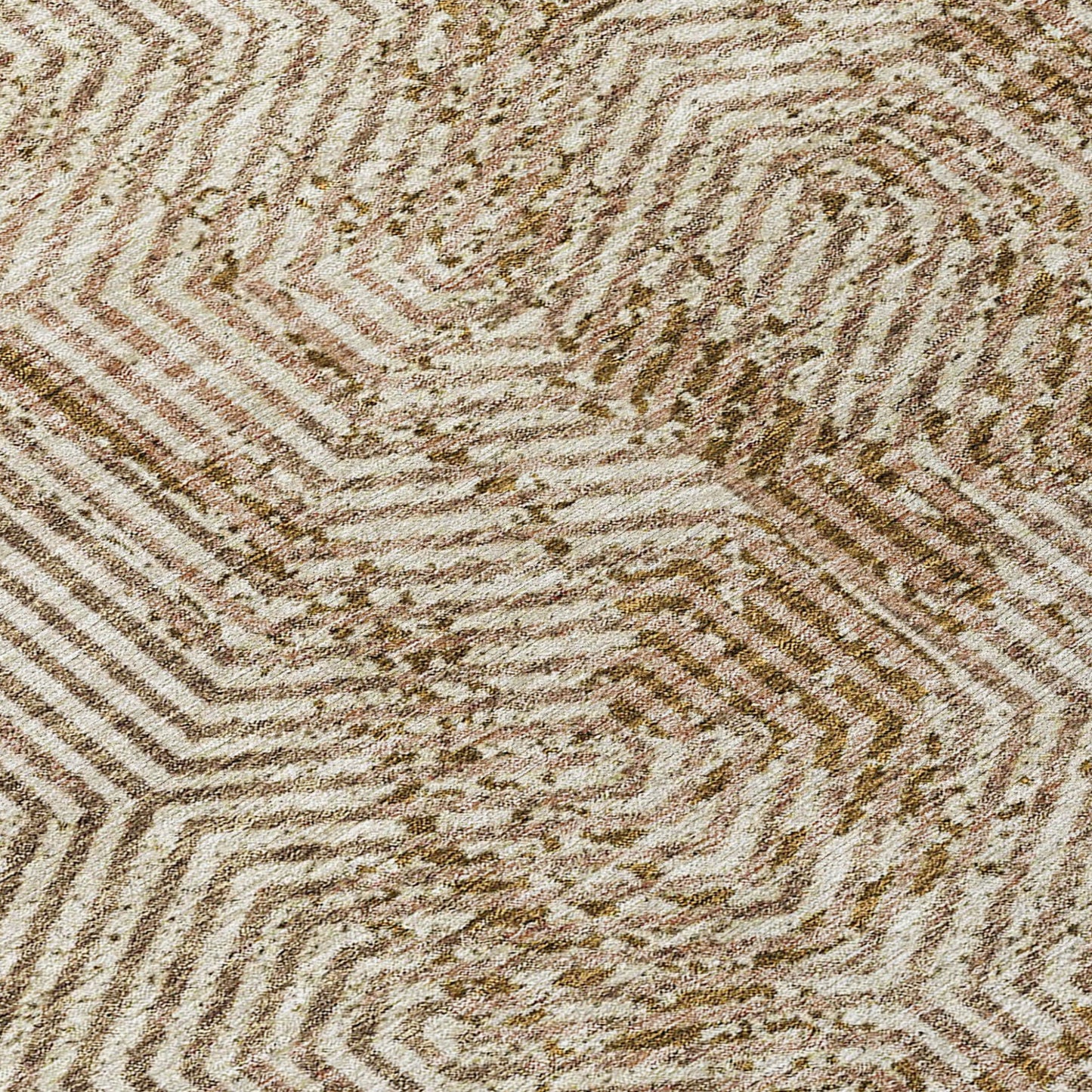 Tabselect Home Line 5' X 8' Brown And Beige Geometric Washable Indoor Outdoor Area Rug