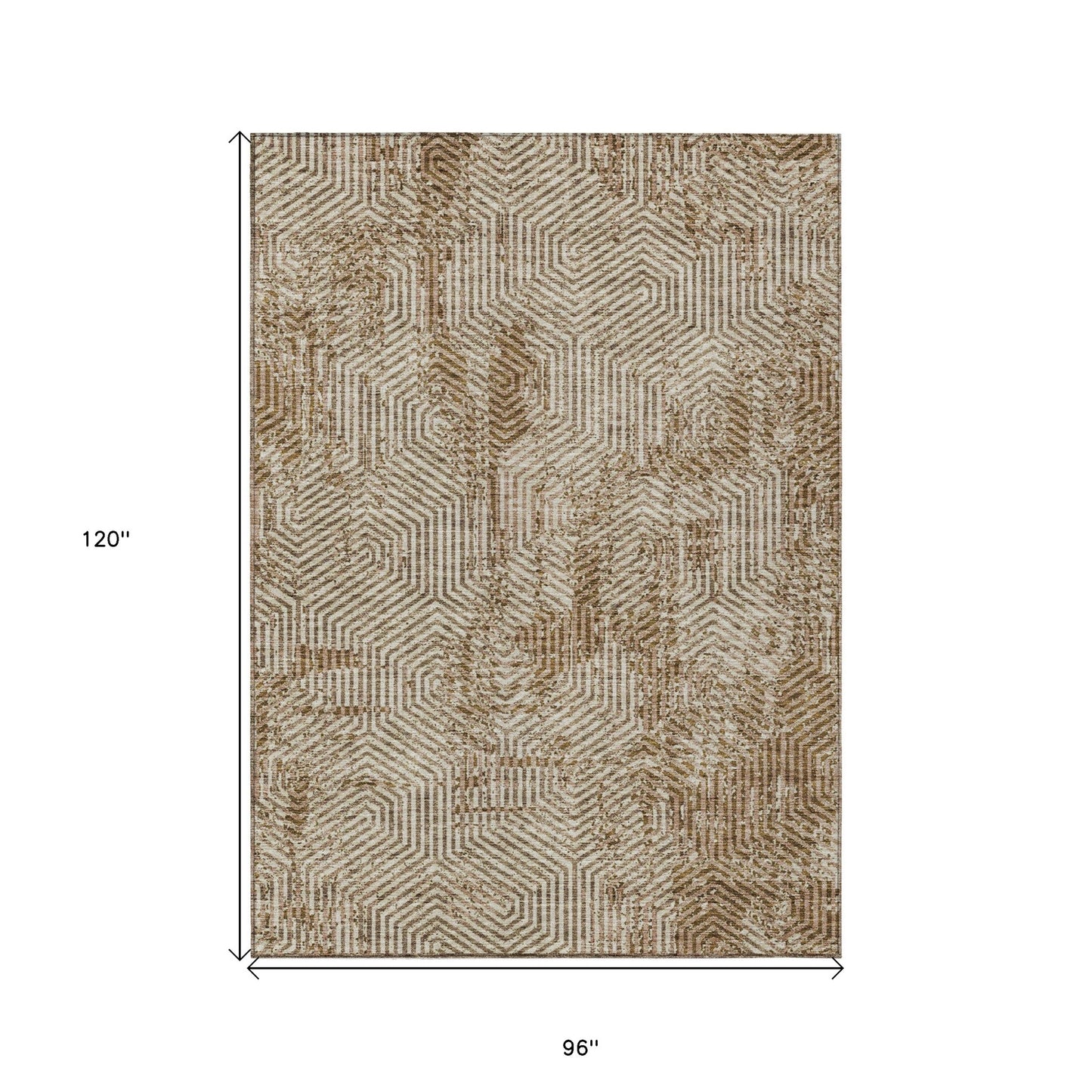Tabselect Home Line 8' X 10' Brown And Beige Geometric Washable Indoor Outdoor Area Rug