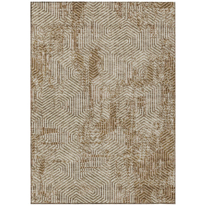 Tabselect Home Line 8' X 10' Brown And Beige Geometric Washable Indoor Outdoor Area Rug