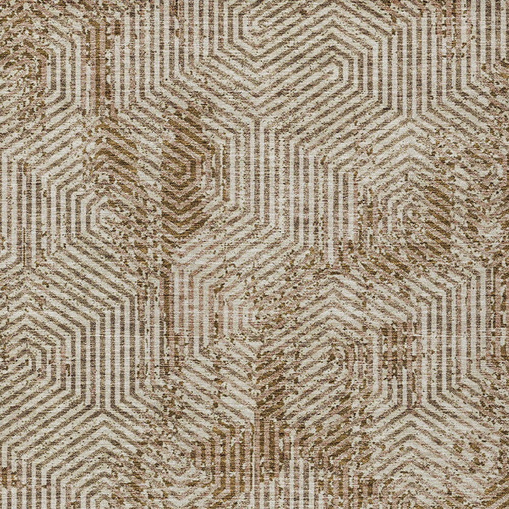 Tabselect Home Line 8' X 10' Brown And Beige Geometric Washable Indoor Outdoor Area Rug