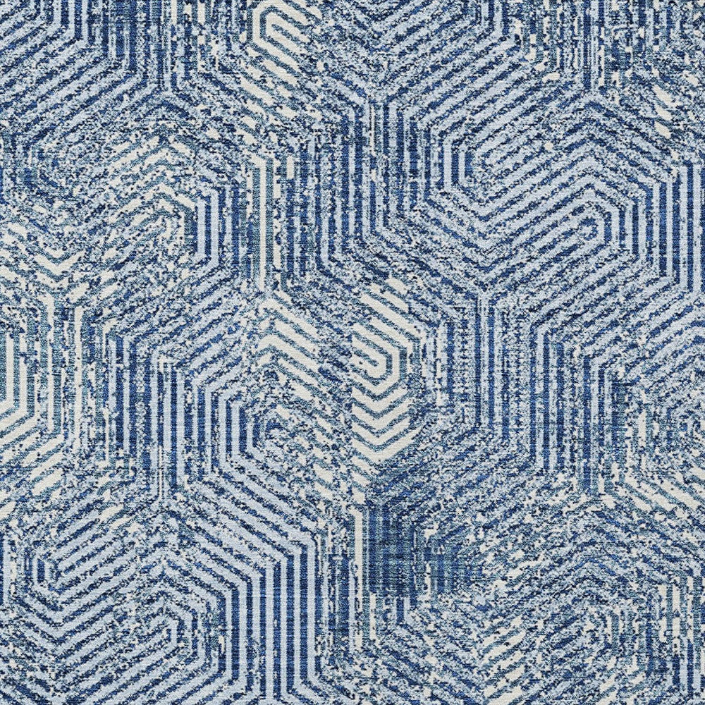 Tabselect Home Line 5' X 8' Navy Blue And Ivory Geometric Washable Indoor Outdoor Area Rug