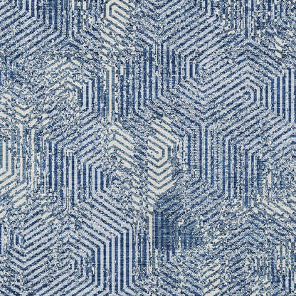 Tabselect Home Line 5' X 8' Navy Blue And Ivory Geometric Washable Indoor Outdoor Area Rug