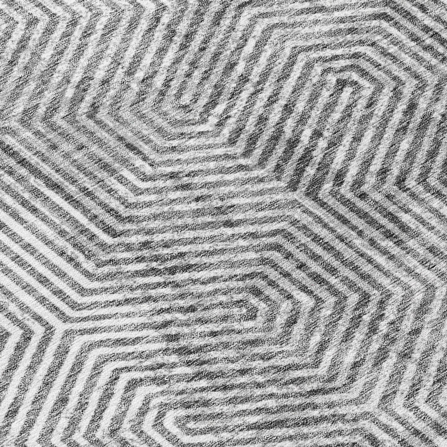 Tabselect Home Line 8' Silver And Gray Round Geometric Washable Indoor Outdoor Area Rug