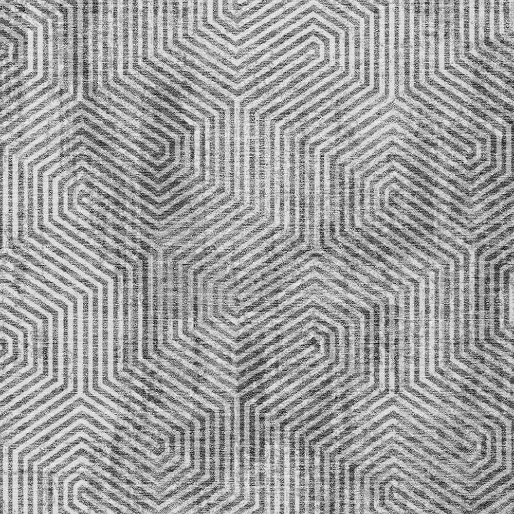 Tabselect Home Line 8' X 10' Silver And Gray Geometric Washable Indoor Outdoor Area Rug