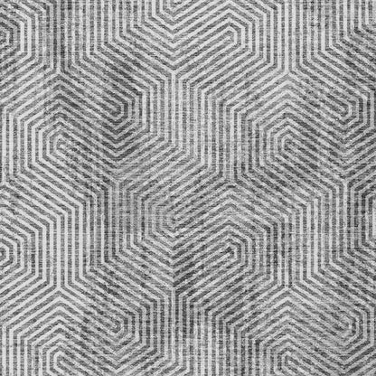 Tabselect Home Line 8' X 10' Silver And Gray Geometric Washable Indoor Outdoor Area Rug