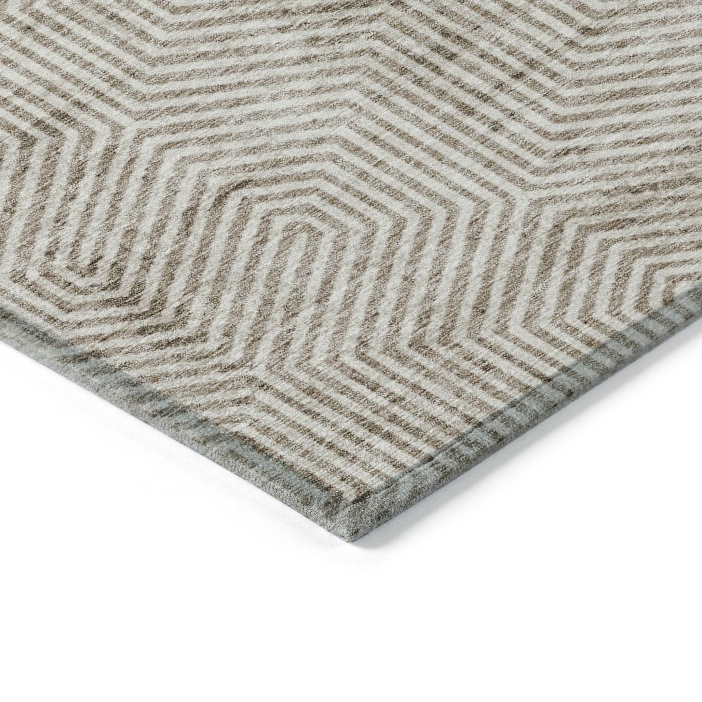 Tabselect Home Line 5' X 8' Taupe And Beige Geometric Washable Indoor Outdoor Area Rug