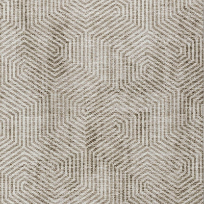 Tabselect Home Line 5' X 8' Taupe And Beige Geometric Washable Indoor Outdoor Area Rug
