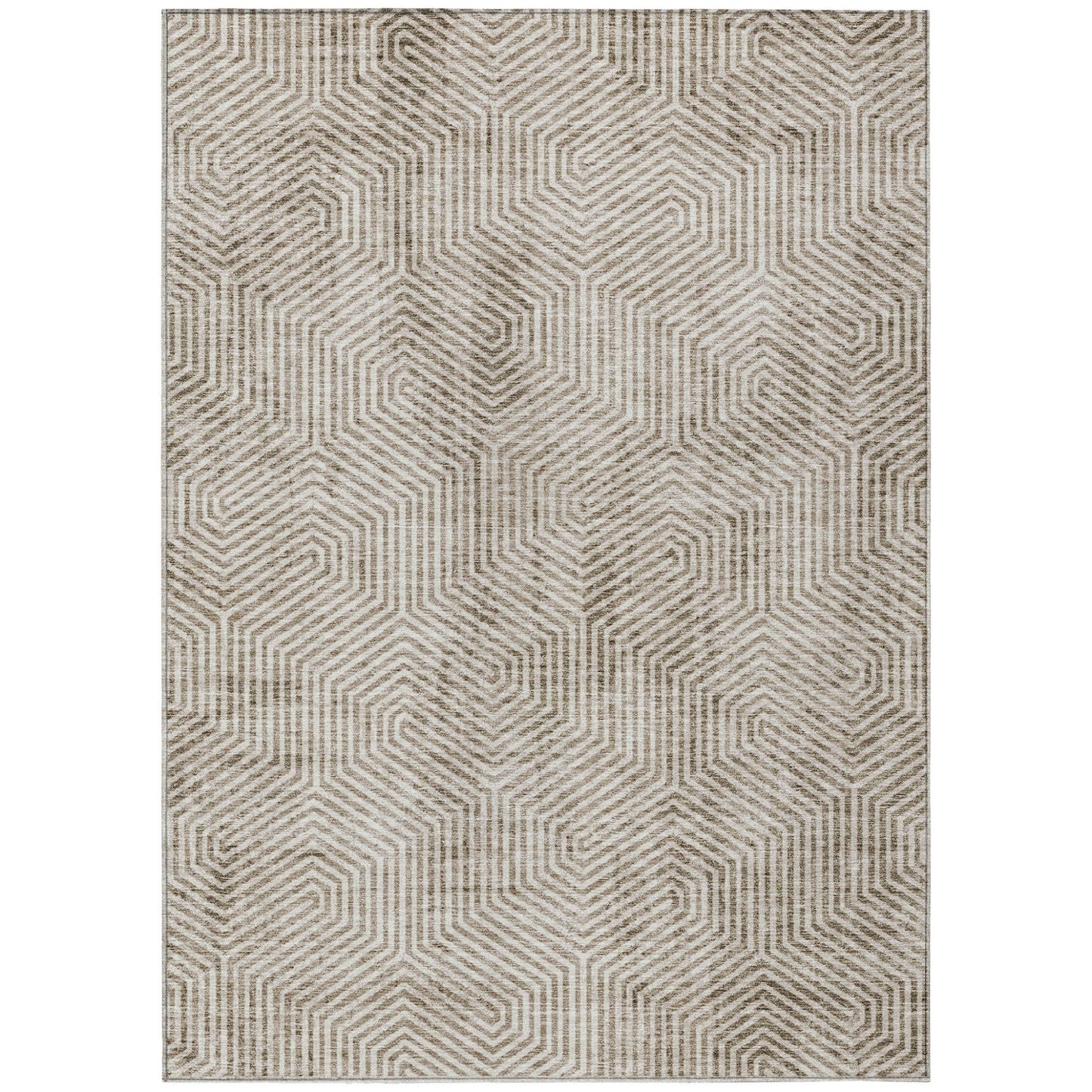 Tabselect Home Line 8' X 10' Taupe And Beige Geometric Washable Indoor Outdoor Area Rug