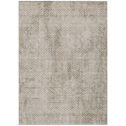 Tabselect Home Line 8' X 10' Taupe And Beige Geometric Washable Indoor Outdoor Area Rug