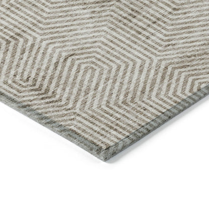 Tabselect Home Line 8' X 10' Taupe And Beige Geometric Washable Indoor Outdoor Area Rug