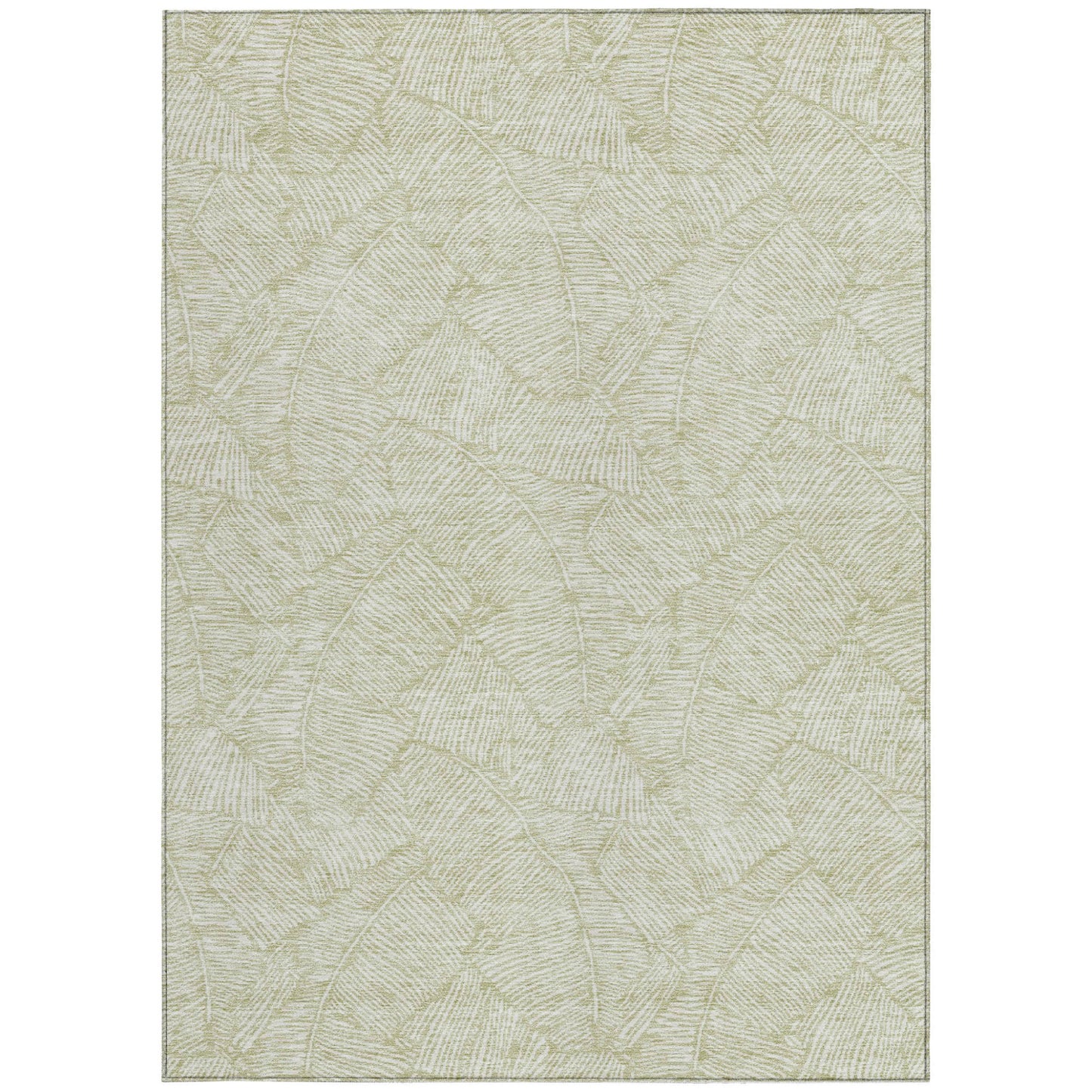 Tabselect Home Line 5' X 8' Artichoke Green And Ivory Floral Washable Indoor Outdoor Area Rug