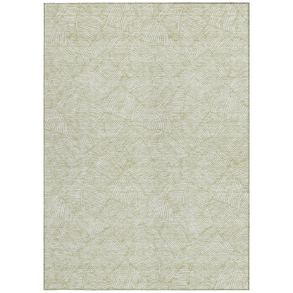 Tabselect Home Line 5' X 8' Artichoke Green And Ivory Floral Washable Indoor Outdoor Area Rug