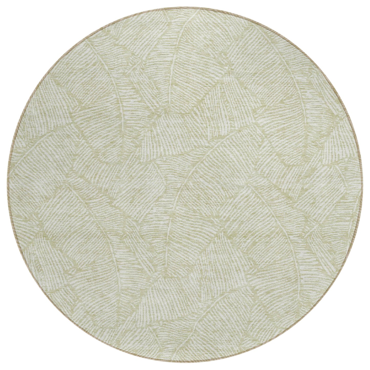Tabselect Home Line 8' Artichoke Green And Ivory Round Floral Washable Indoor Outdoor Area Rug