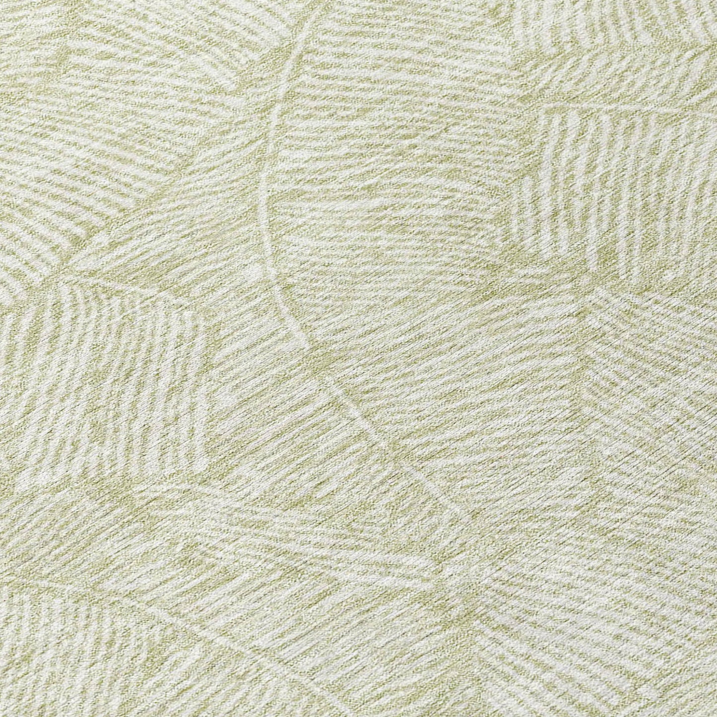 Tabselect Home Line 8' Artichoke Green And Ivory Round Floral Washable Indoor Outdoor Area Rug