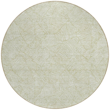 Tabselect Home Line 8' Artichoke Green And Ivory Round Floral Washable Indoor Outdoor Area Rug
