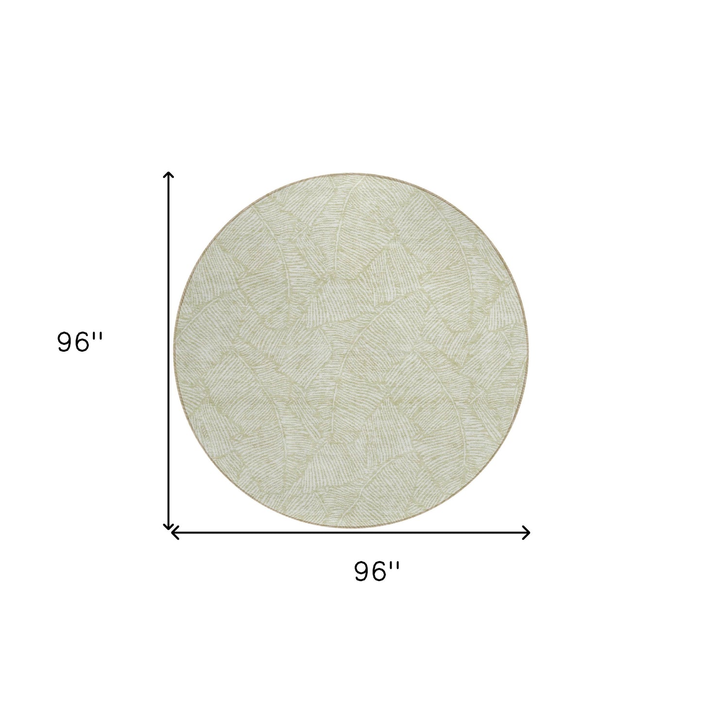 Tabselect Home Line 8' Artichoke Green And Ivory Round Floral Washable Indoor Outdoor Area Rug