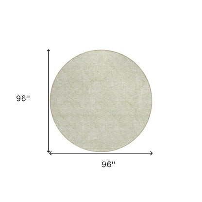 Tabselect Home Line 8' Artichoke Green And Ivory Round Floral Washable Indoor Outdoor Area Rug