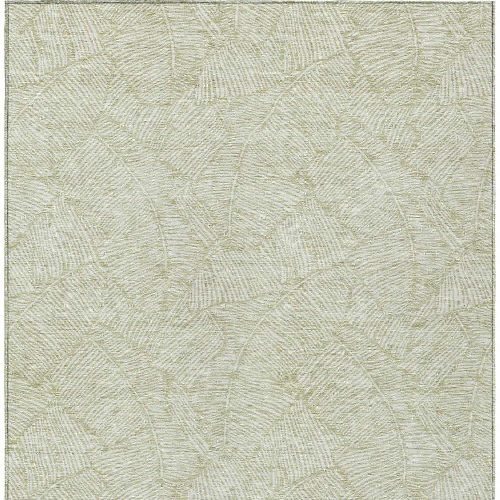 Tabselect Home Line 8' X 10' Artichoke Green And Ivory Floral Washable Indoor Outdoor Area Rug