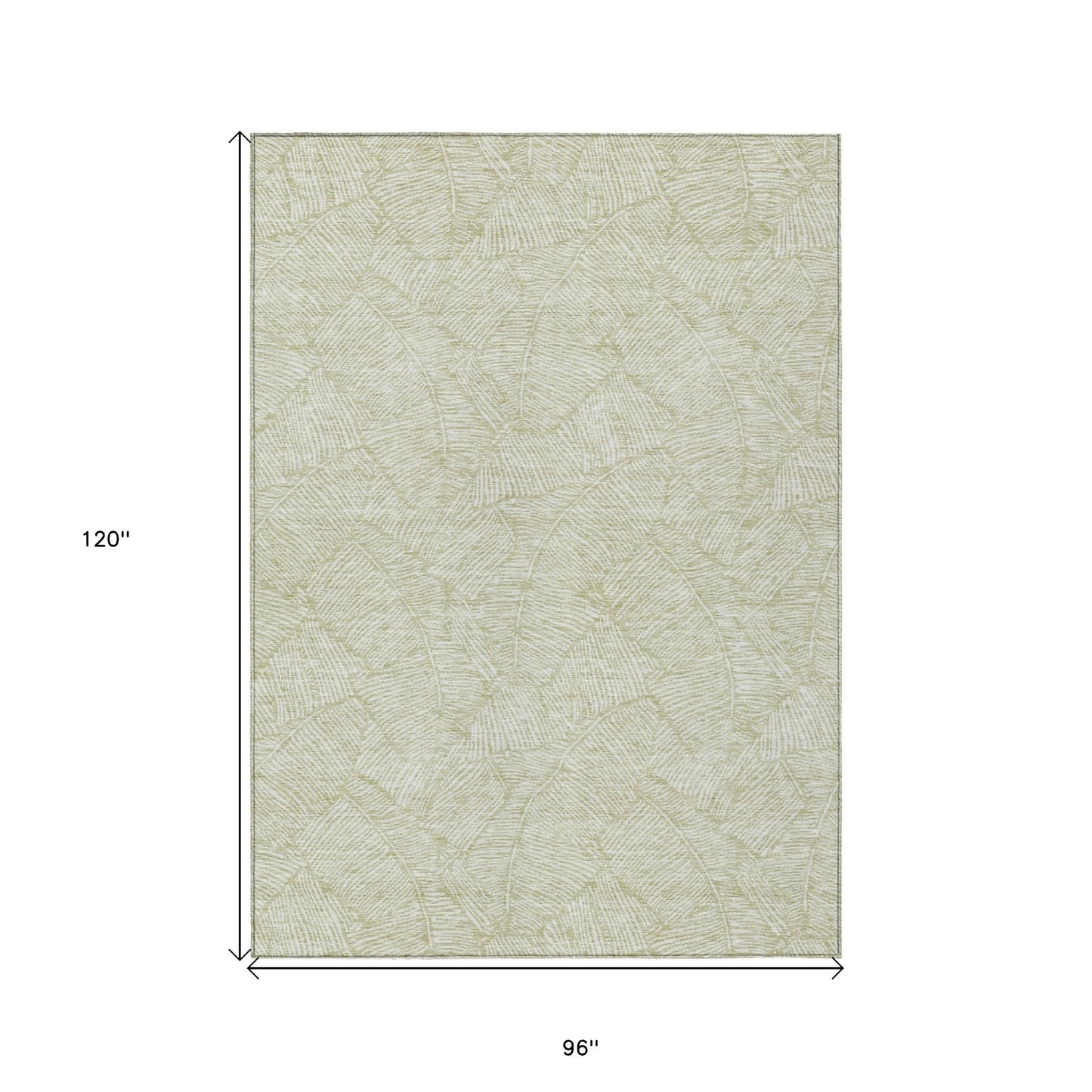 Tabselect Home Line 8' X 10' Artichoke Green And Ivory Floral Washable Indoor Outdoor Area Rug