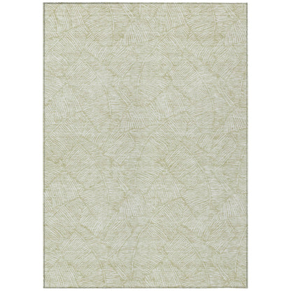 Tabselect Home Line 8' X 10' Artichoke Green And Ivory Floral Washable Indoor Outdoor Area Rug