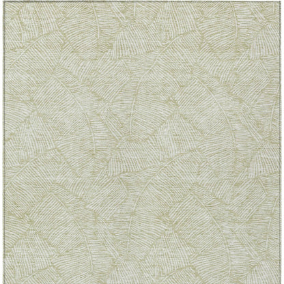 Tabselect Home Line 9' X 12' Artichoke Green And Ivory Floral Washable Indoor Outdoor Area Rug