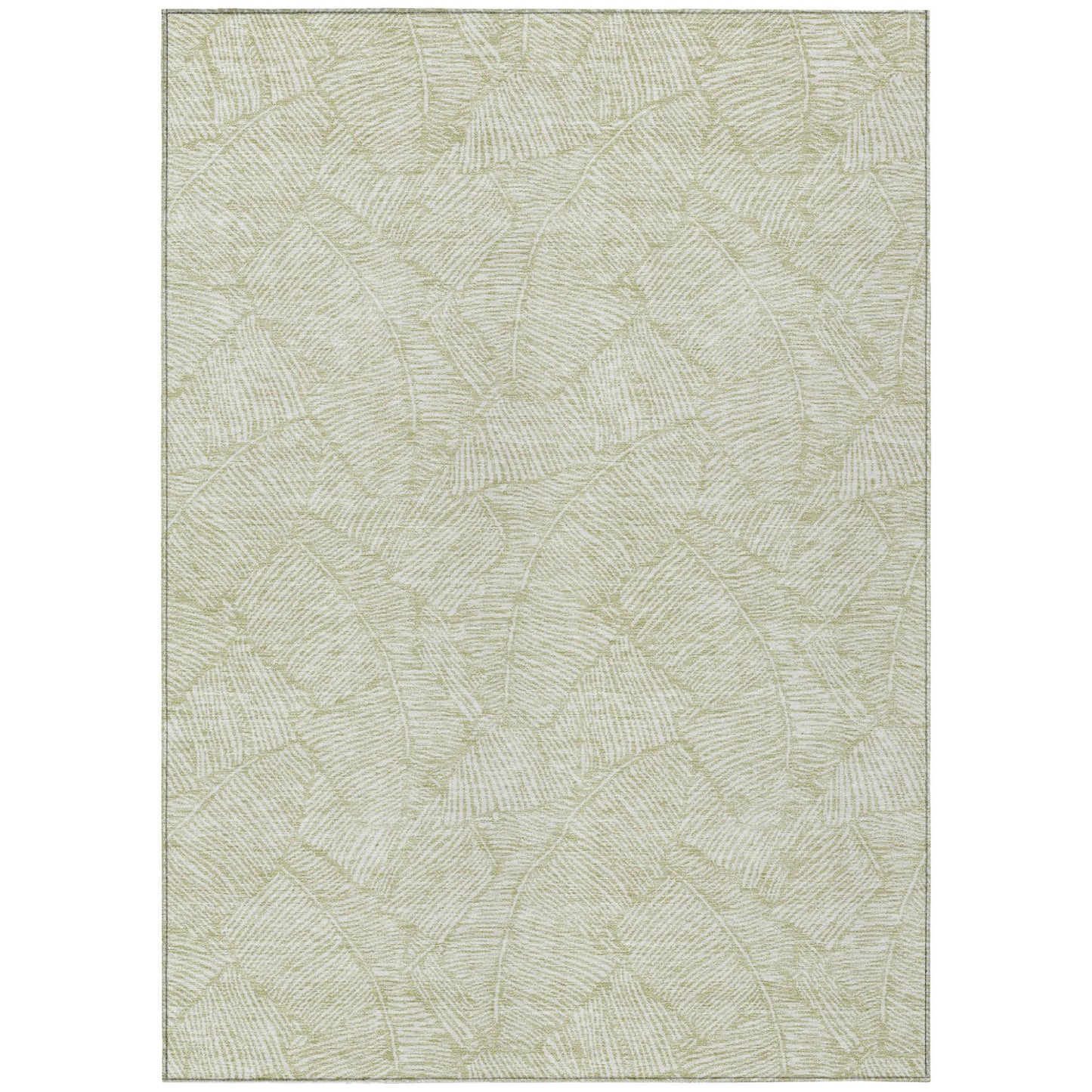Tabselect Home Line 9' X 12' Artichoke Green And Ivory Floral Washable Indoor Outdoor Area Rug
