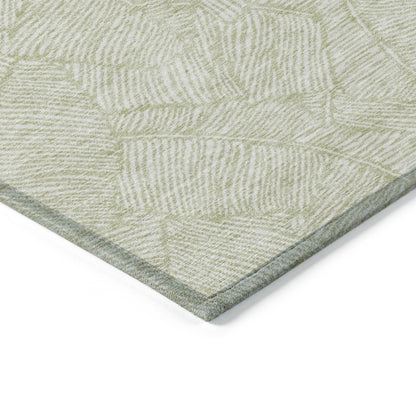 Tabselect Home Line 9' X 12' Artichoke Green And Ivory Floral Washable Indoor Outdoor Area Rug