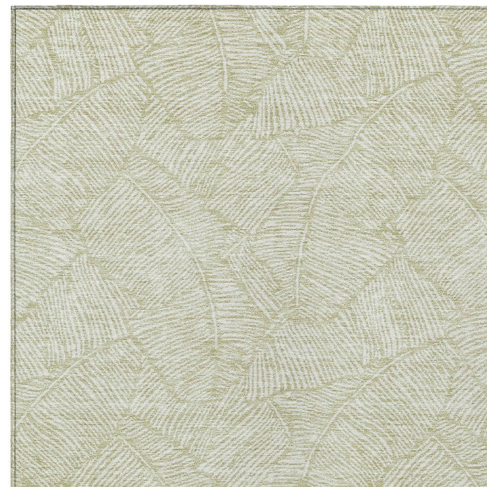 Tabselect Home Line 9' X 12' Artichoke Green And Ivory Floral Washable Indoor Outdoor Area Rug