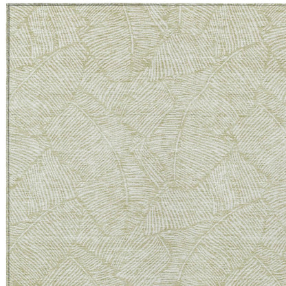 Tabselect Home Line 9' X 12' Artichoke Green And Ivory Floral Washable Indoor Outdoor Area Rug
