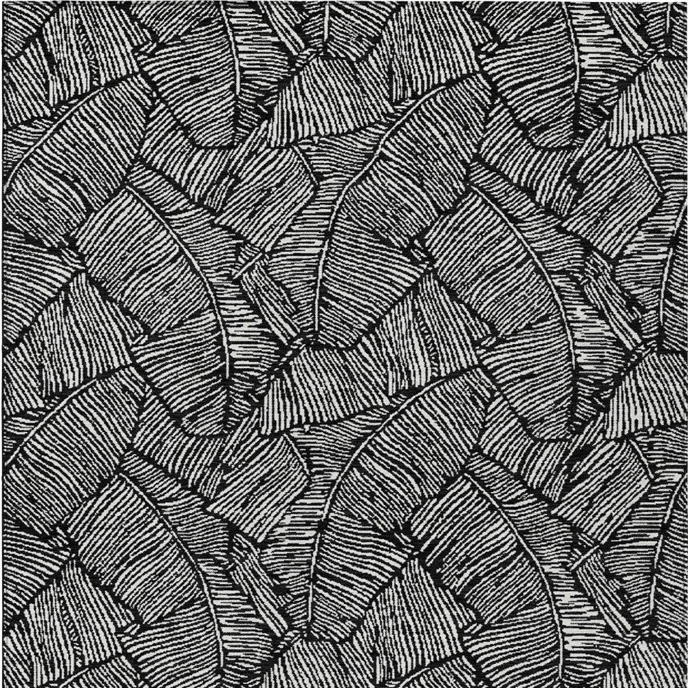 Tabselect Home Line 5' X 8' Black And Ivory Floral Washable Indoor Outdoor Area Rug