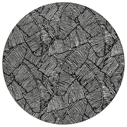 Tabselect Home Line 8' Black And Ivory Round Floral Washable Indoor Outdoor Area Rug