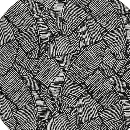 Tabselect Home Line 8' Black And Ivory Round Floral Washable Indoor Outdoor Area Rug